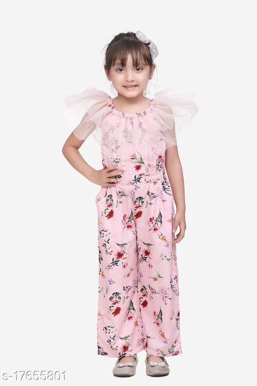 Buy Pink Frilly Full Jumpsuit for Girls Online in India - Fashion-Wear.in