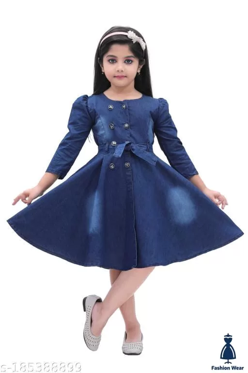 Little Fairy Girl Solid Denim Above The Knee Frocks & Dresses For Girls  (3-4 Years, Light Blue) : Amazon.in: Clothing & Accessories