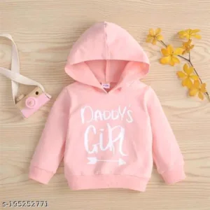 Kid's Cotton Full Sleeve Hooded Sweatshirt Jersy Set (Pink)
